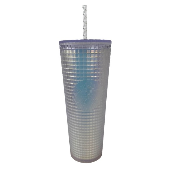 Starbucks Spring 2022 Iridescent Frost White Grid Tumbler Cold Cup Venti 24 oz - Picture 6 of 13